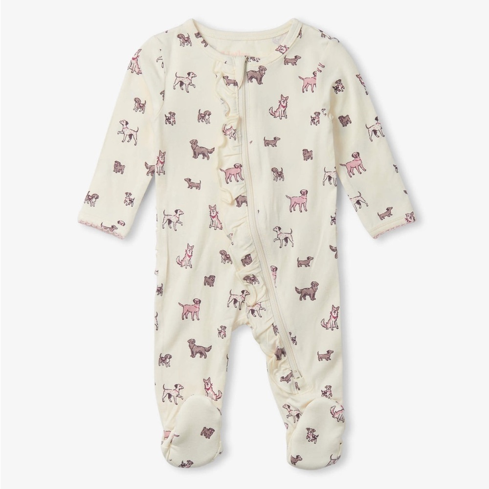 Hatley Baby's Best Friend Ruffle Zip Footie Size 0-3 Mths